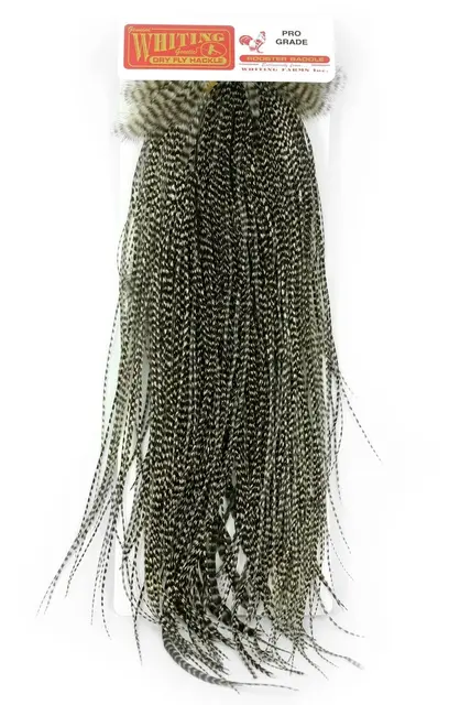 Whiting Pro Grade Midge Saddle Grizzly Førsteklasses nakkefjær til fluer 18-24 