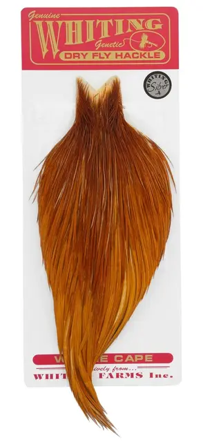 Whiting Silver Cape Medium Ginger Lange fibere og utrolig tette fjær 