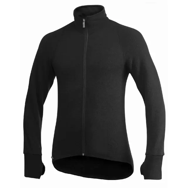 Woolpower Full Zip Jacket 600 Black XS Jacka med dragkedja 600g/m2 Ullfrotté 