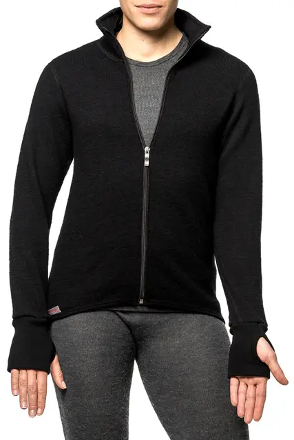 Woolpower Full Zip Jacket 600 Black XS Jacka med dragkedja 600g/m2 Ullfrotté 