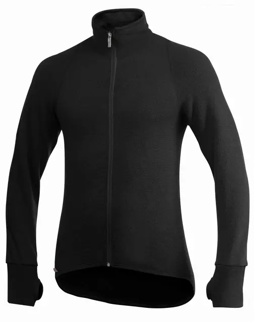 Woolpower Full Zip Jacket 400 Black S Jacka med dragkedja 400g/m2 Ullfrotté 