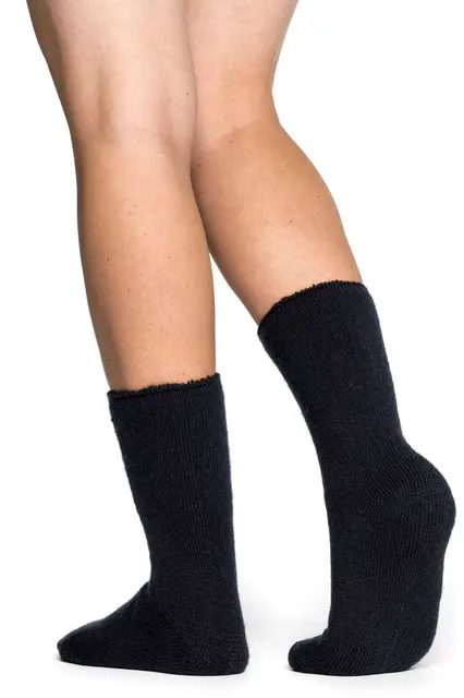 Woolpower Socks Classic 600 Black 36/39 Sockar med Ullfrottè,  600g/m2 