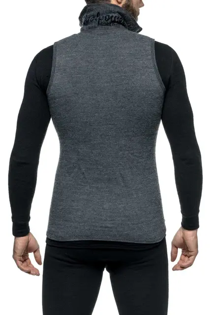 Woolpower Vest 400 m/glidelås Grey S God varm strikket ullfroté vest 