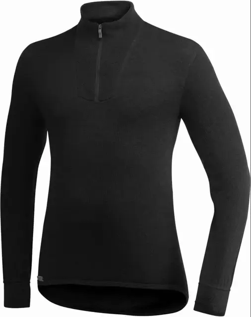 Woolpower Zip Turtleneck 200 Black M Tröja i ullmix med dragkedja 