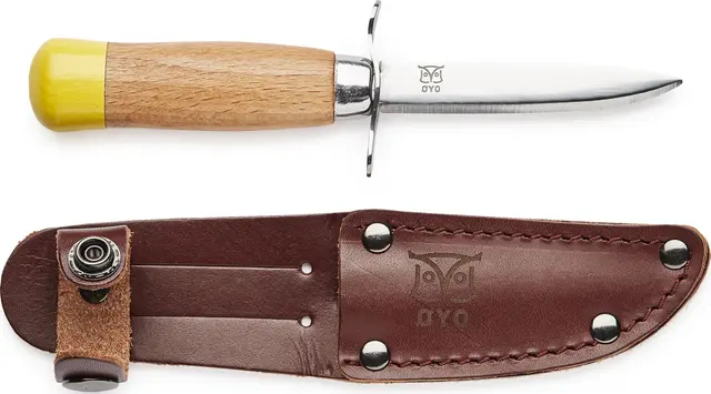 Øyo Scoutkniv 17 cm Brun Med läderslida och fingerstoppare 