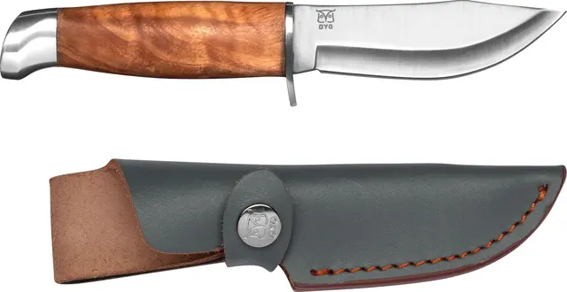 Øyo Geilo Junior Slidkniv 19,5 cm Med läderslida och handtag i olivträ 